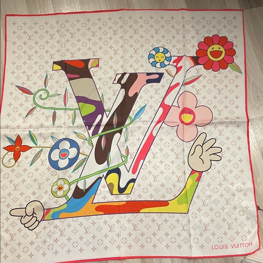 Louis Vuitton Authentic Colorful Floral Silk Scarf - Picture 4 of 6